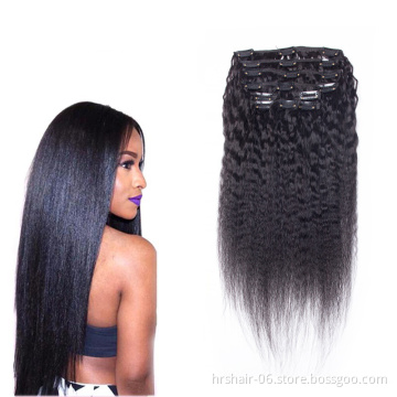 Eurasian Remy Human Hair Clip ins 7pcs set 70G 100G 120G Kinky Straight Clip in Hair Extensions